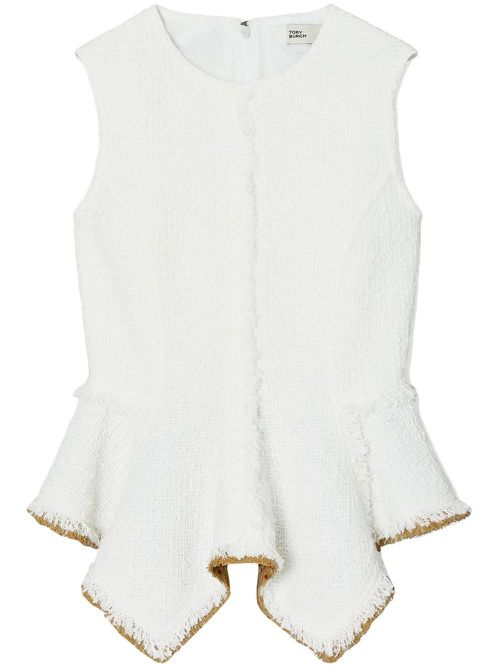Frayed sleeveless tweed top - Neutrals