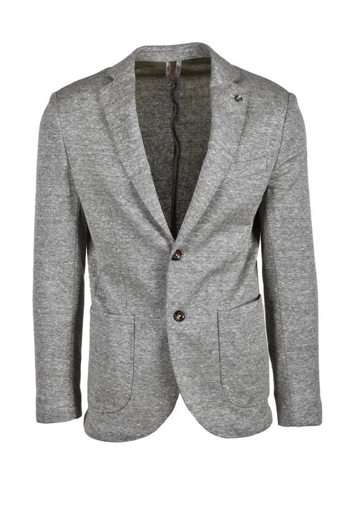 Casual Jacket with Textured Fabric and Classic Lapel