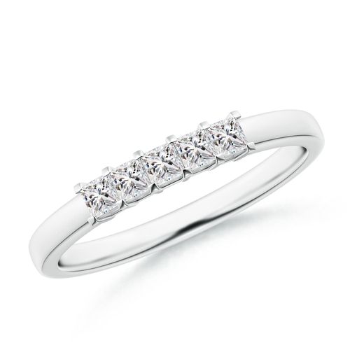 Angara 0.3 Carat Classic Five Stone Princess Diamond Wedding Ring for Her in 14K White Gold