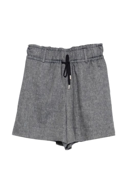 Drawstring Linen Shorts — Gray