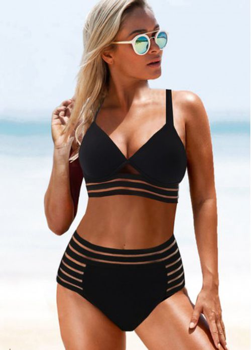 Modlily Sheer Mesh High Waisted Bikini Set