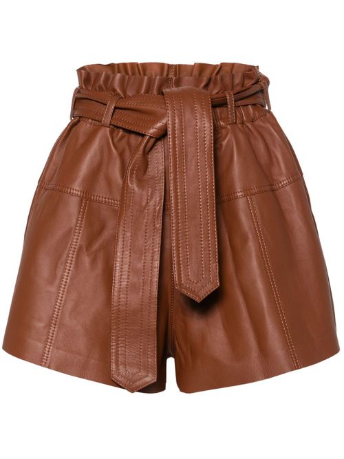 Harmony leather shorts - Brown