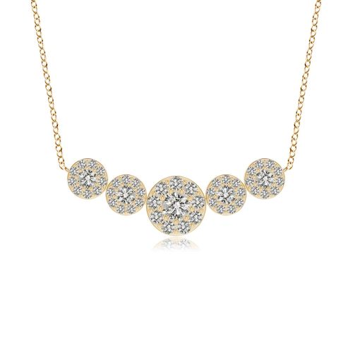 Angara 0.39 Carat Graduated Five Stone Diamond Halo Necklace in 18K Yellow Gold