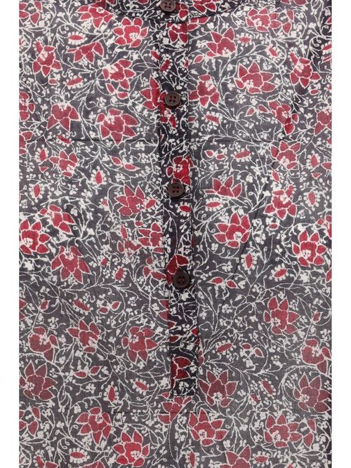 Floral Cotton Voile Blouse — Red