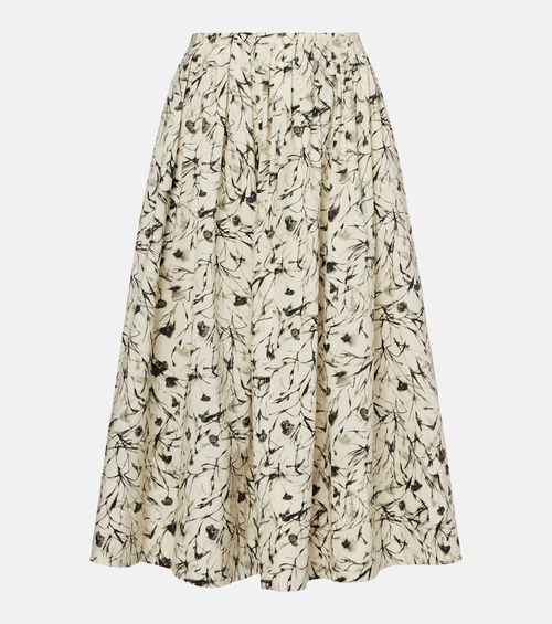 Austin printed cotton poplin midi skirt
