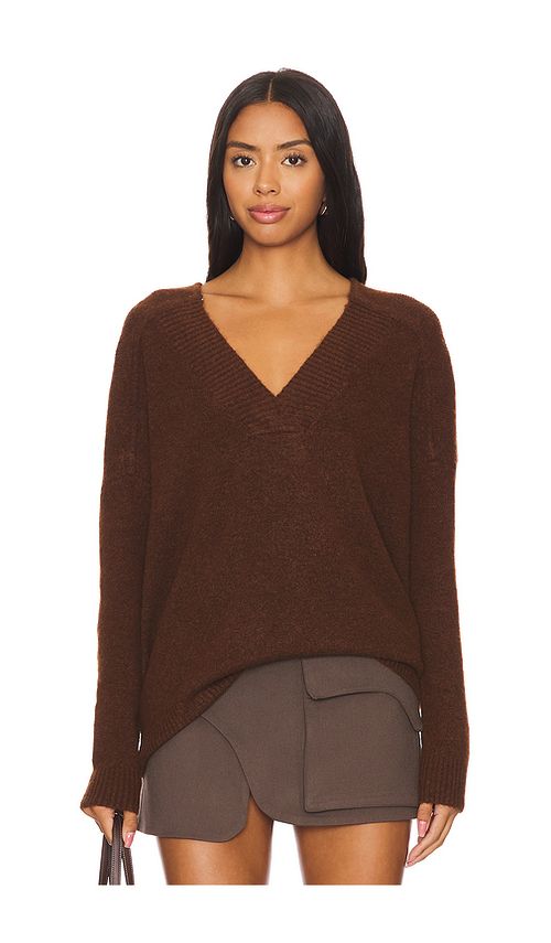 Central Park West Yorke Oversized Vneck in Chocolate. - XS also in L, M