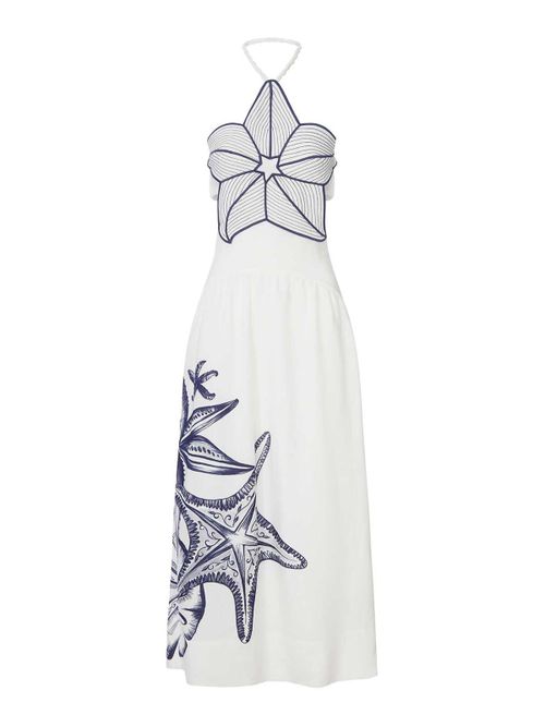 Long Halter Dress With Marine Print