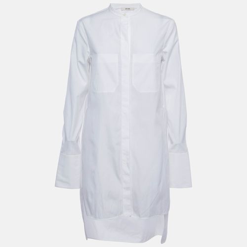 Celine White Cotton Poplin High Slit Shirt Dre