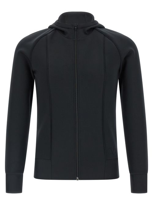 Technical Jersey VLogo Hoodie — Black