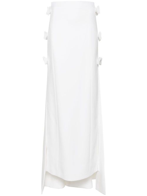 Sabina bow-detail crepe midi skirt - White