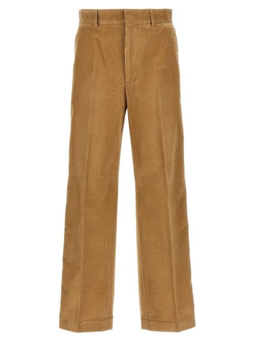 Corduroy Contrast-Tape Trousers — Beige