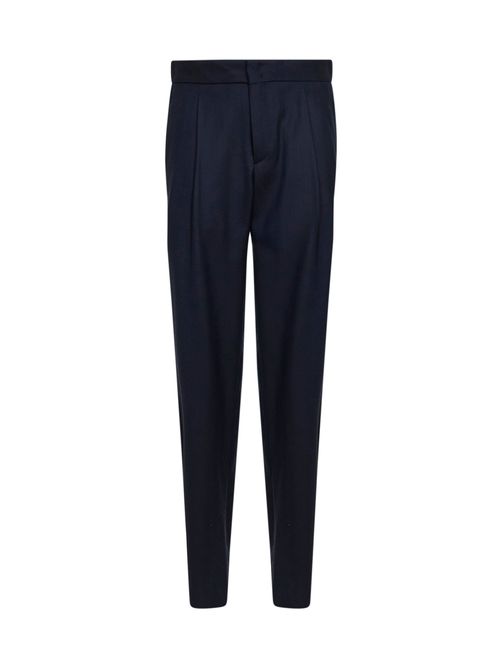 Chevron Wool-Cashmere Trousers — Navy