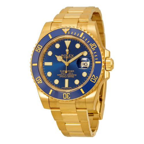 Submariner Blue Dial 18K Yellow Gold Oyster Bracelet Automatic Mens Watch 116618BLSO