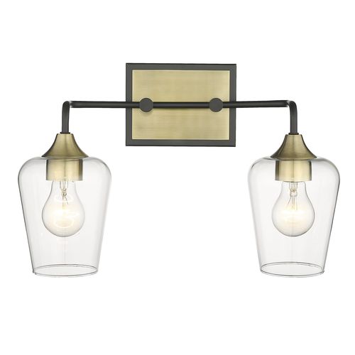 Antique Brass and Black Two Light Vanity from the Gladys Collection