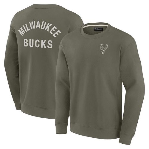 Unisex Fanatics Olive Milwaukee Bucks Super Soft Pullover Crew Sweatshirt, Adult Unisex, : , Tea