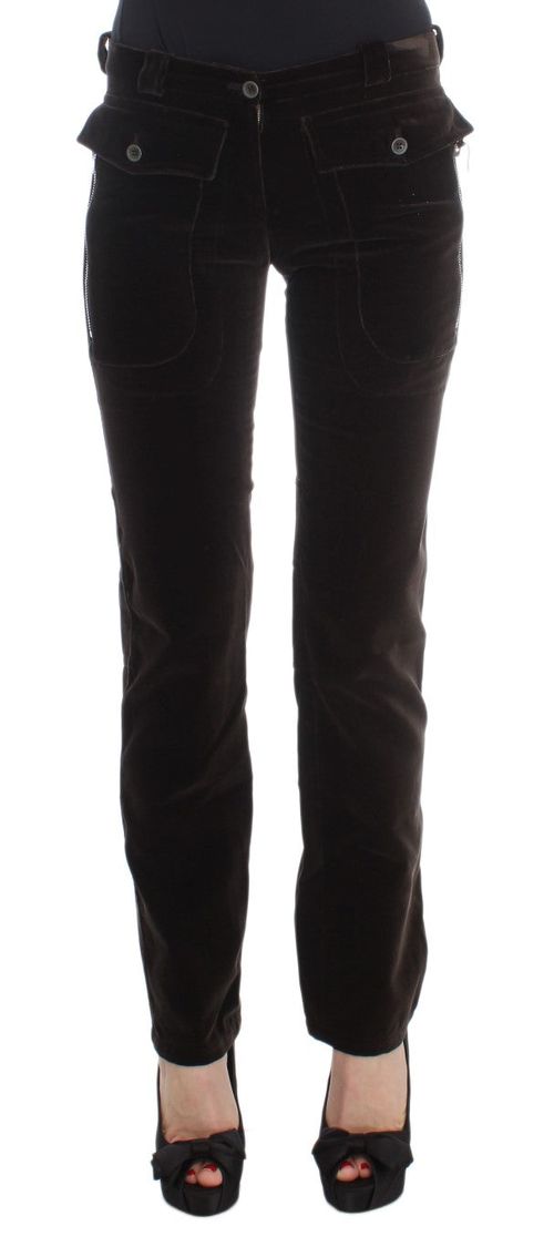 Cotton Velvet with Cargo Pockets Trousers — Brown