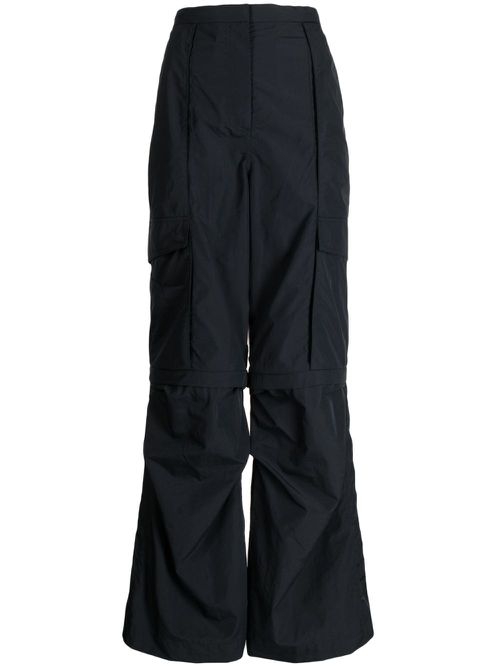 Detachable-panel wide-leg cargo pants - Blue