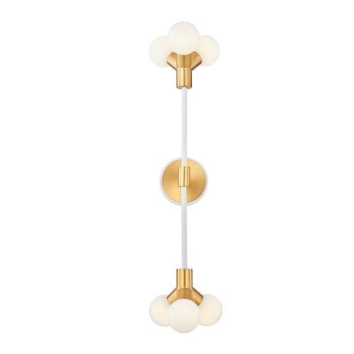 White and New Brass LED Wall Sconce from the Tres Collection