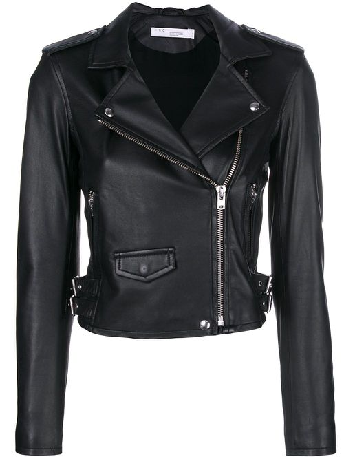 Cropped biker jacket - Black