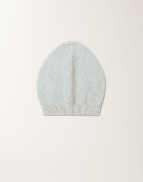 Mohair cap with micro sequins, aqua