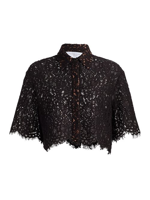 Women's Crop Lace-Trim Shirt - Black