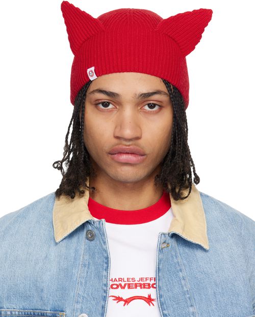 Red Ears Rib Beanie