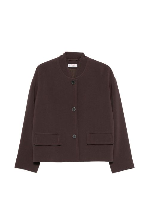 Button-Front Wool Jacket — Brown