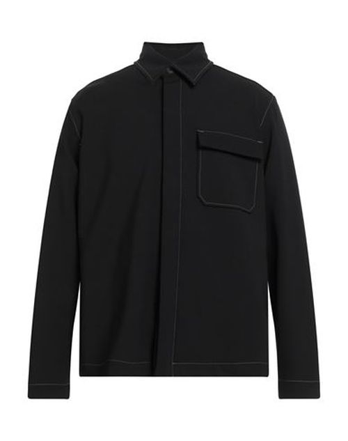 Man Shirt Black Size L Wool, Elastane