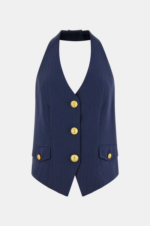 Grey vest woman blue