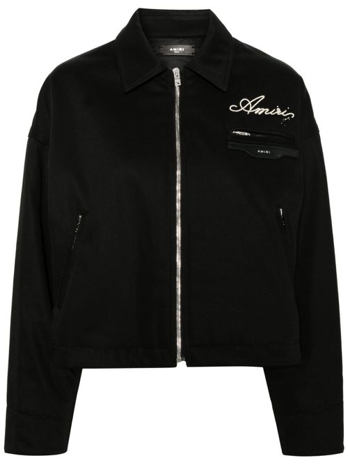 Pearl embellishmet denim jacket - Black