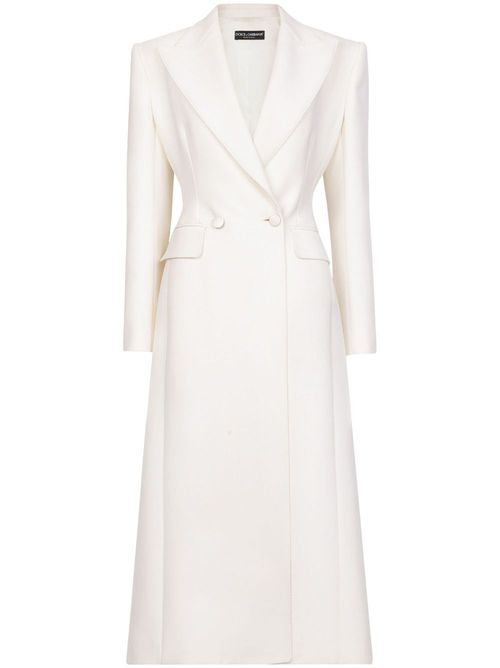 Double-breasted long coat - White