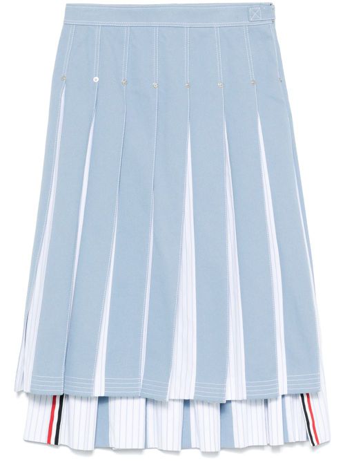 Pleated denim midi skirt - Blue