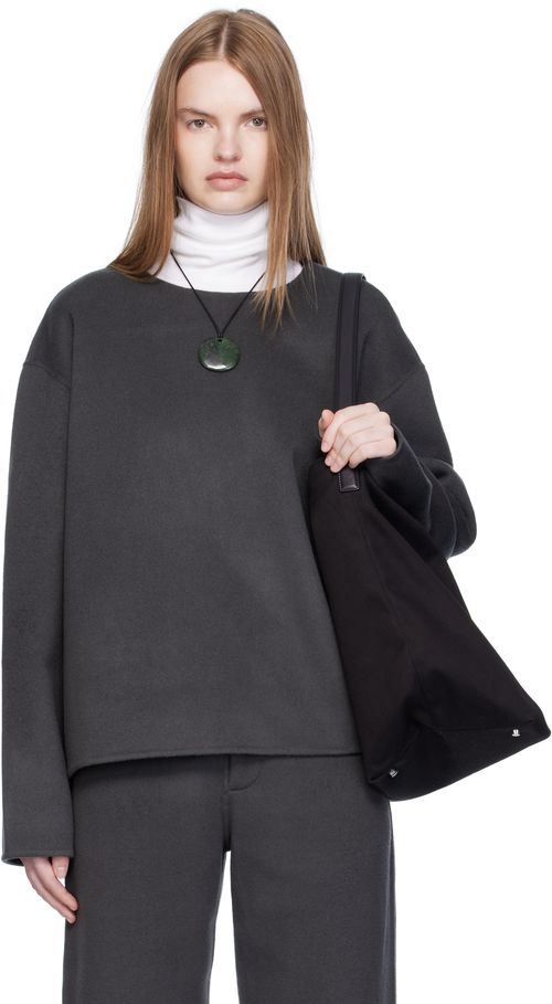 Gray Handmade Wool Cashmere Top