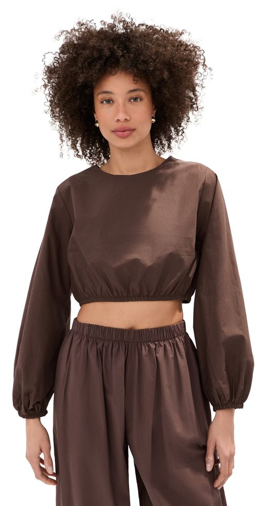 Lillian Cropped Blouse Brown