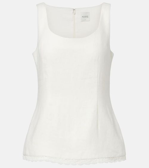 Effi scalloped linen tank top