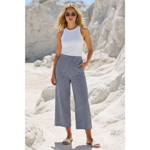 Dusk Womens Gingham Print Culottes - Navy