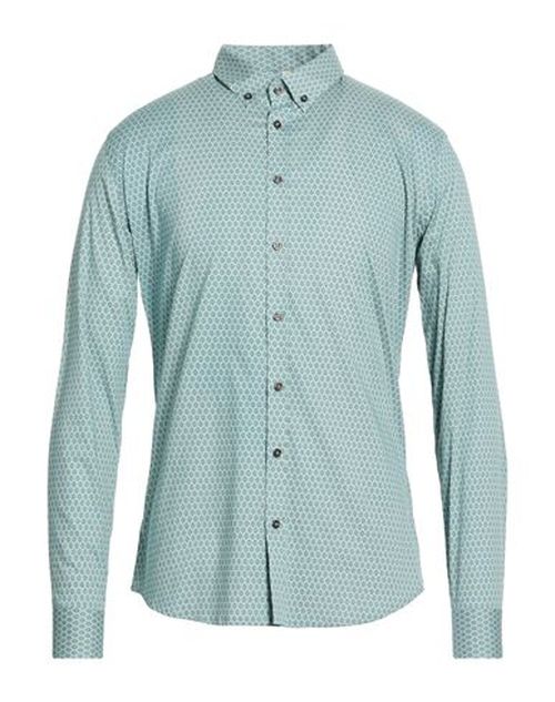 Man Shirt Light green Size 15 ¾ Cotton, Elastane