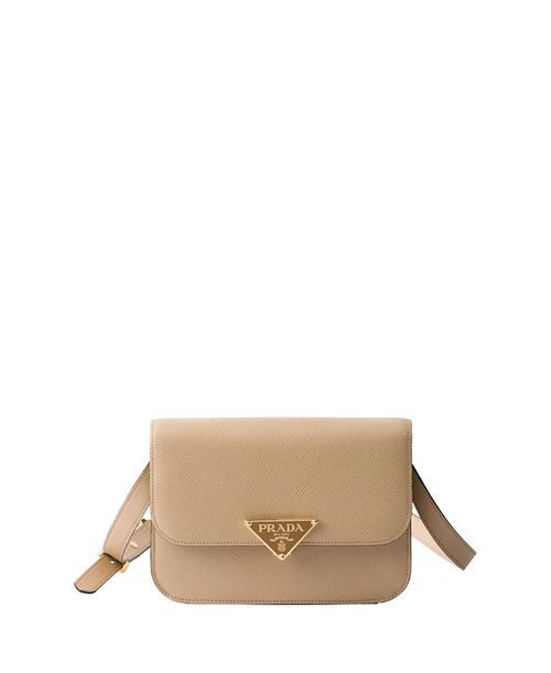 Saffiano Leather Flap Shoulder Bag