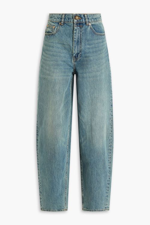 Faded high-rise barrel-leg jeans - Blue - 24