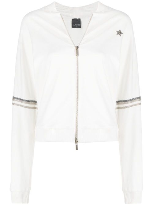 Side-stripe zip-up track jacket - White