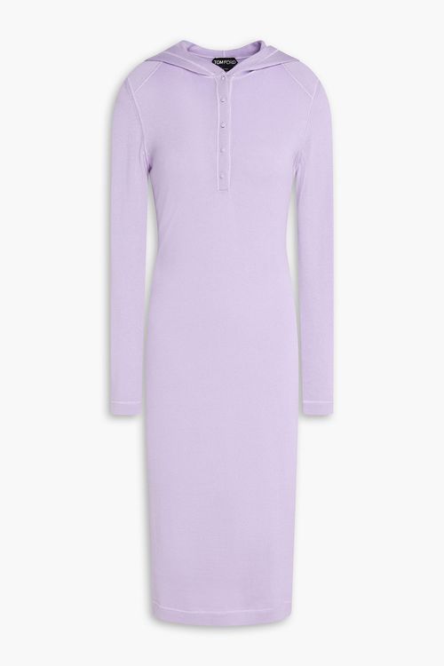 Cashmere and silk-blend hooded midi dress - Purple - M