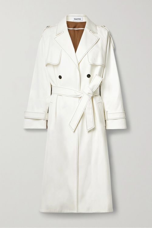 Noah Belted Two-tone Cotton-twill Trench Coat - White