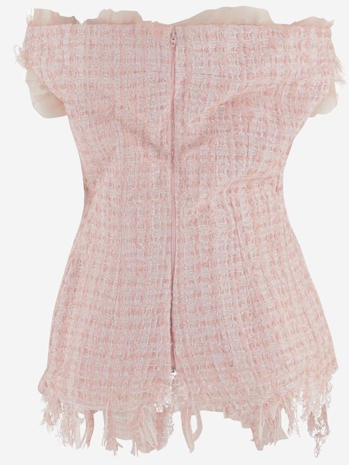 Off-Shoulder Textured Blouse — Pink