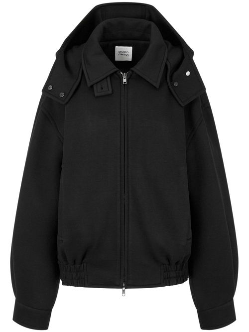Detachable-hood zip-up jacket - Black