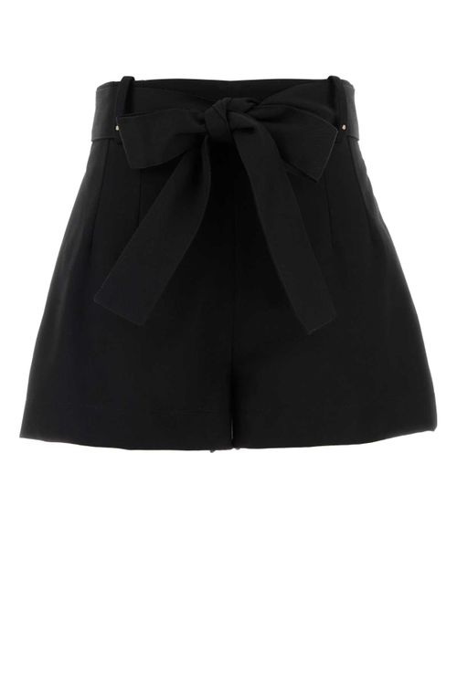 Tie-Waist Chino Shorts — Black