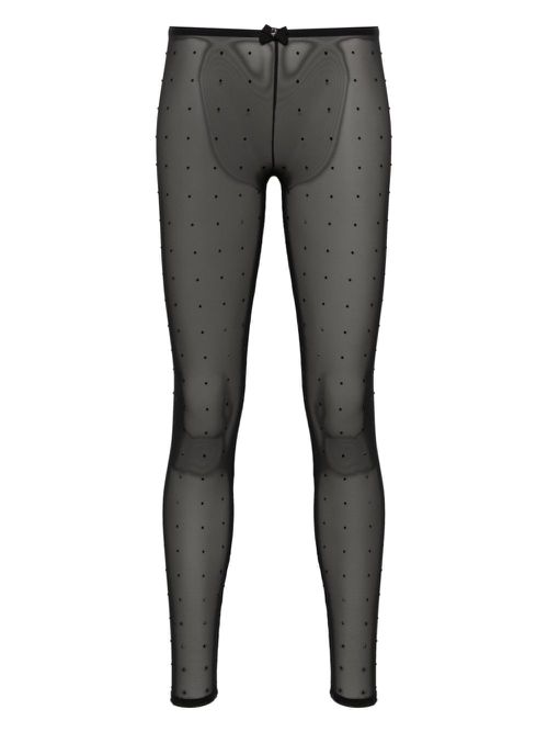 Rhinestone-embellished mesh tights - Black