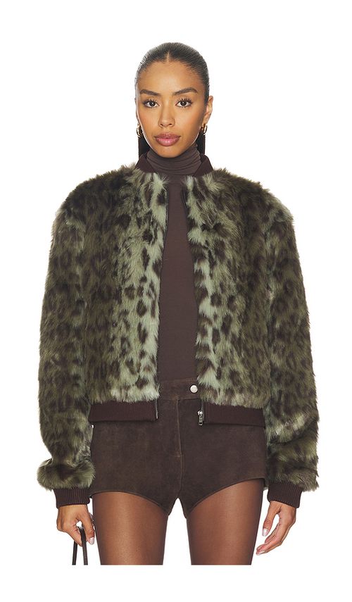 Unreal Fur Foliage Jacket in Green. L. Also in M