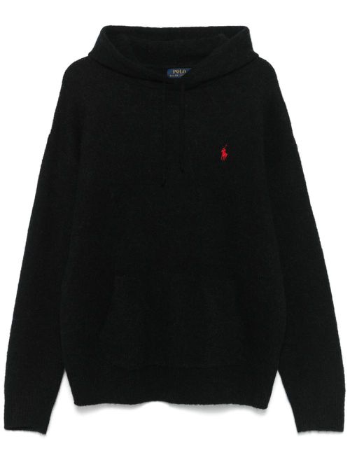 Polo Pony-embroidered hoodie - Black