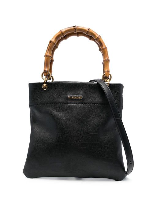 Logo-plaque leather tote bag - Black
