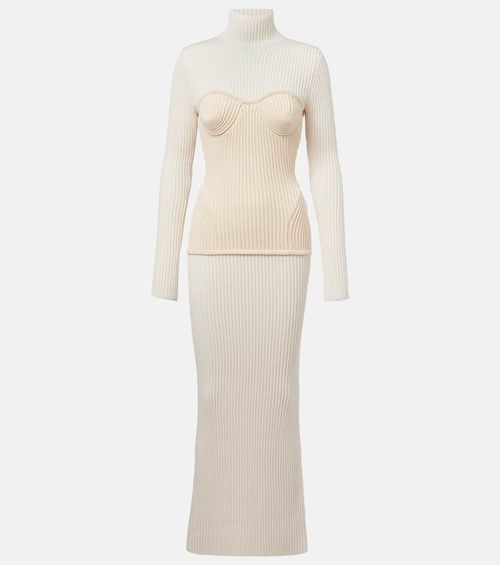 Ribbed-knit wool-blend maxi dress